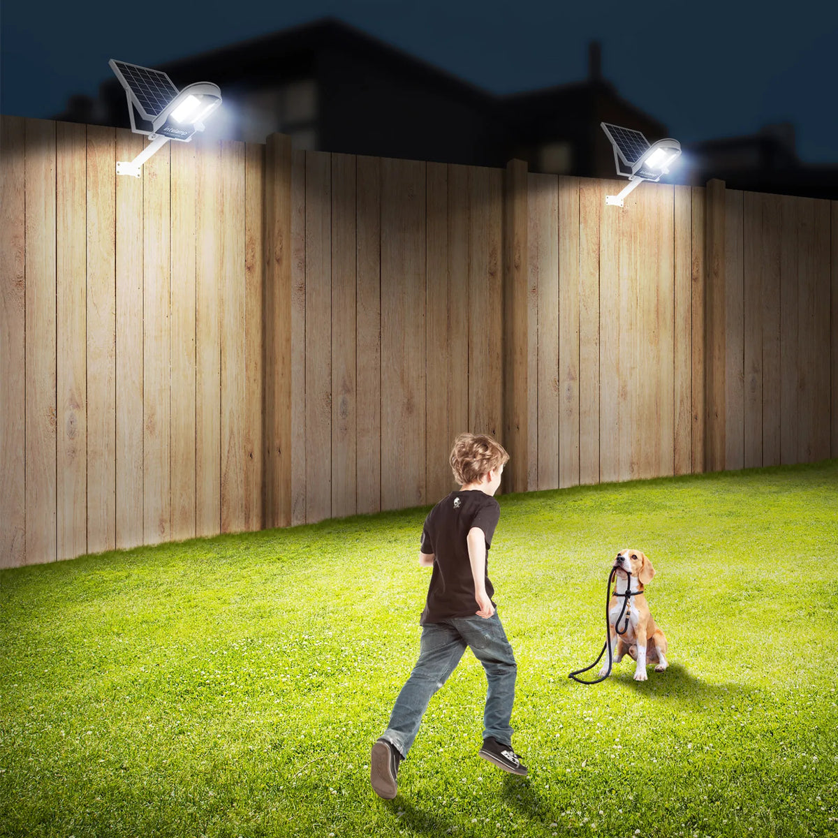 Intelamp High Spec High Performance Outdoor Solar Street Lights 12500Mah with Super Large Solar Panel Two Motion Sensors Security Flood Light Streetlight for Driveways Parking Lot Path Walkway