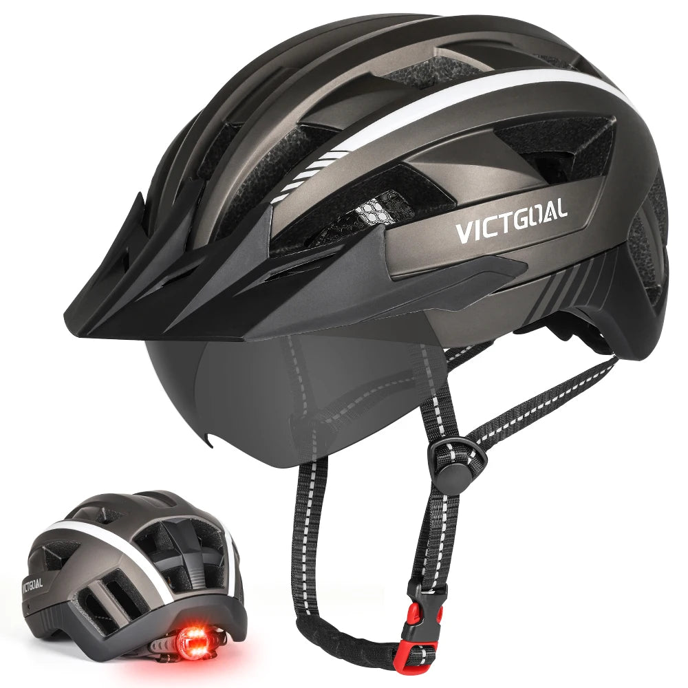 VICTGOAL MTB Helmet With Goggles And Rear Light