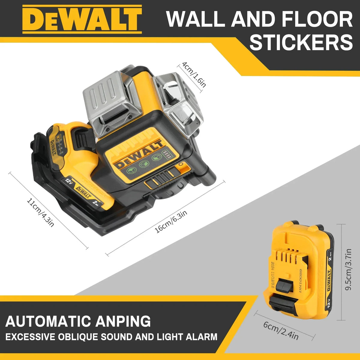 DEWALT DW089LG 12V MAX Green 3x360 Line Laser Level, 3 Sides 360° Horizontal Vertical Beams Self-Leveling for Indoor Outdoor Layout