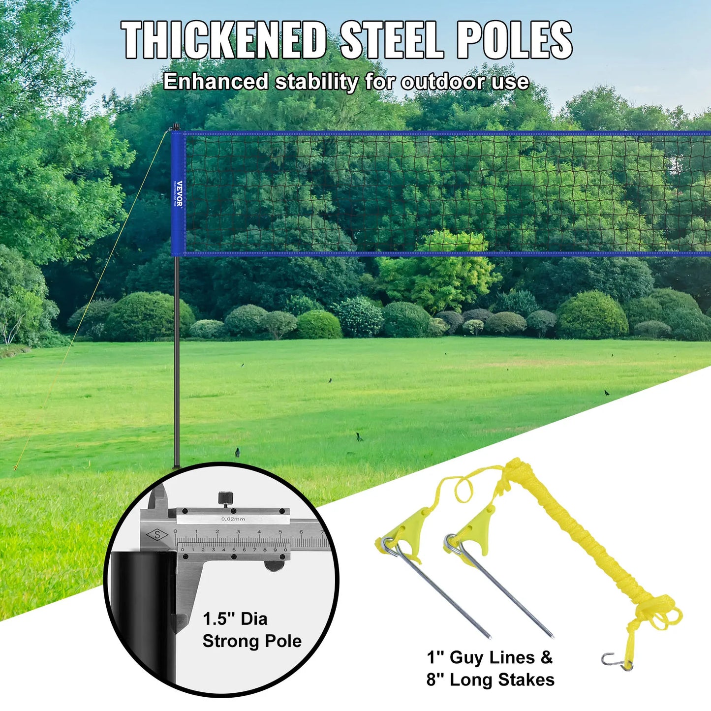 Adjustable Outdoor Volleyball Net System With Pump