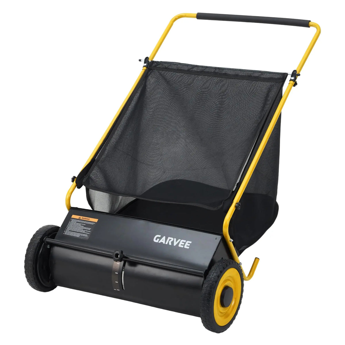 Push Lawn Sweeper 26in Leaf & Grass Collector, 7 Cu.Ft Hopper Bag With Cover, Adjustable Brush Height, Steel Yard Sweeper
