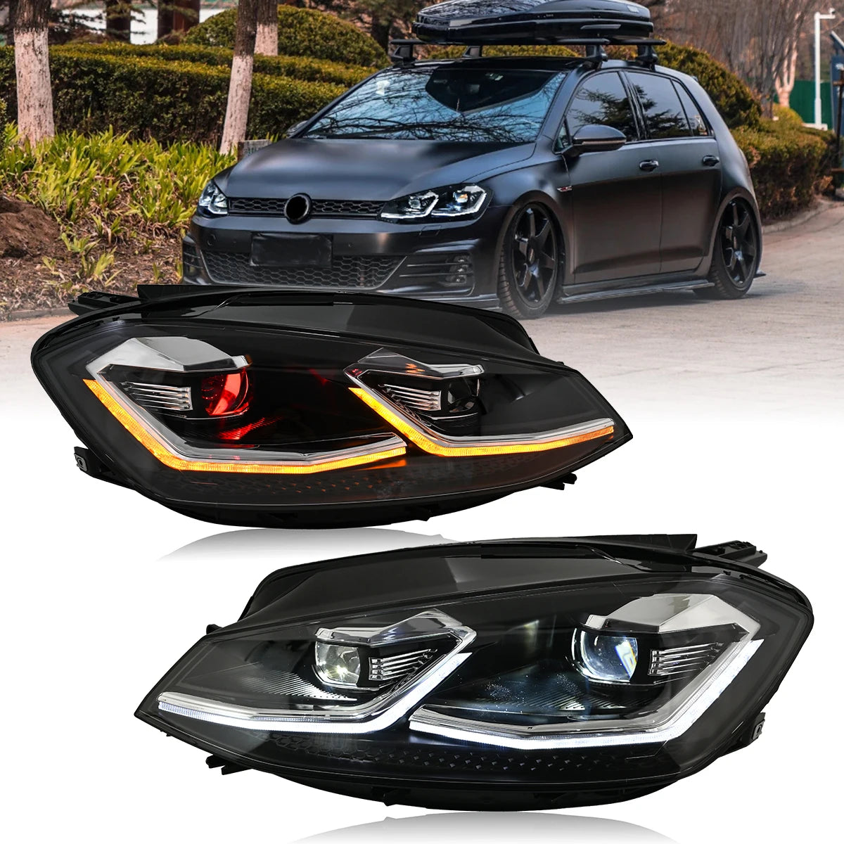 LED Headlamp Assemblies with Projector Compatible with the 2015-2017、2018–2021 Golf MK7/7.5 HeadLight