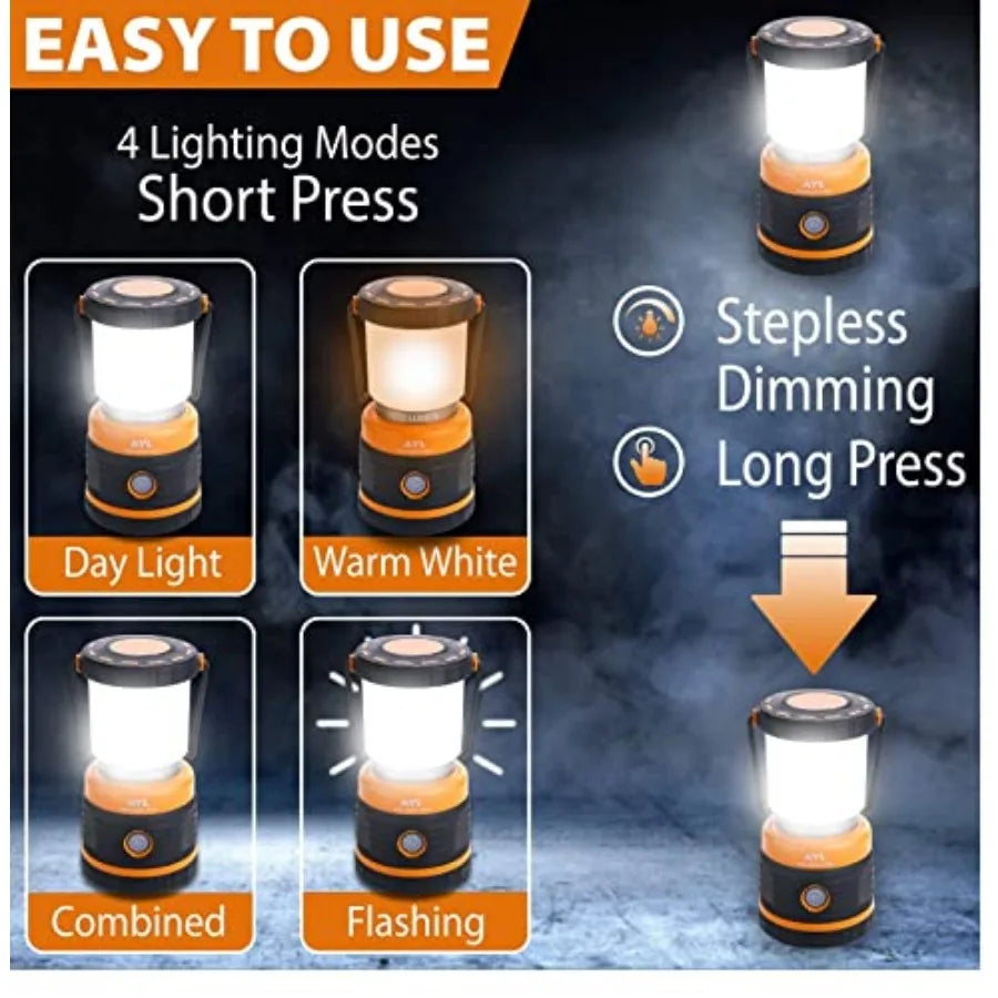 LED Camping Lantern Rechargeable, 1800LM, 4 Light Modes, 4400mAh Power Bank, IP44 Waterproof, Perfect Lantern Flashlight for Hu