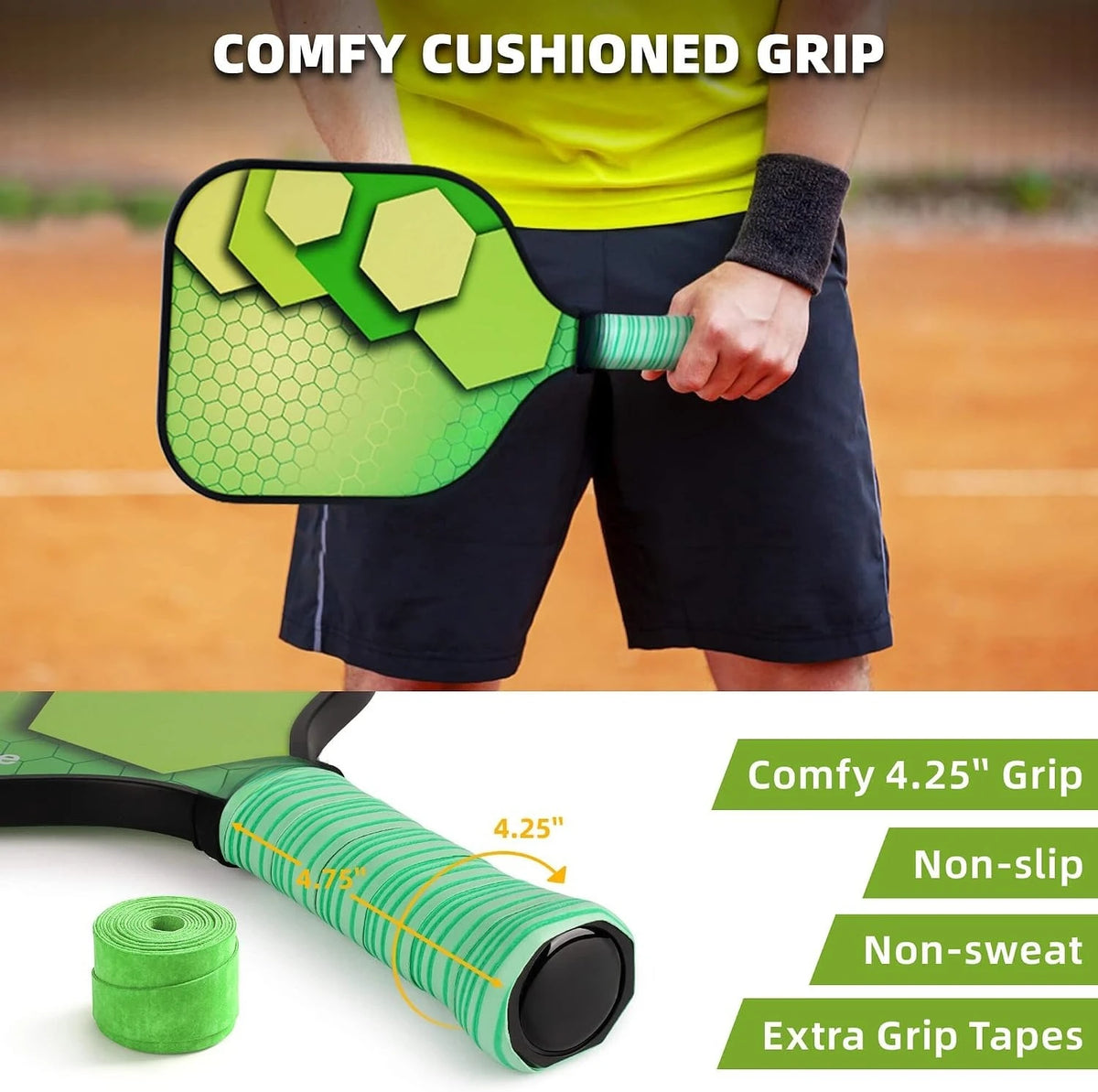 2 Pack 4 Pack USAPA Approved Fiberglass Pickleball Paddles Set Lightweight Rackets With Indoor Outdoor Pickleball Balls Carry Bag And Replacement Overgrips For Beginners Intermediate Players Family Recreational Indoor Outdoor