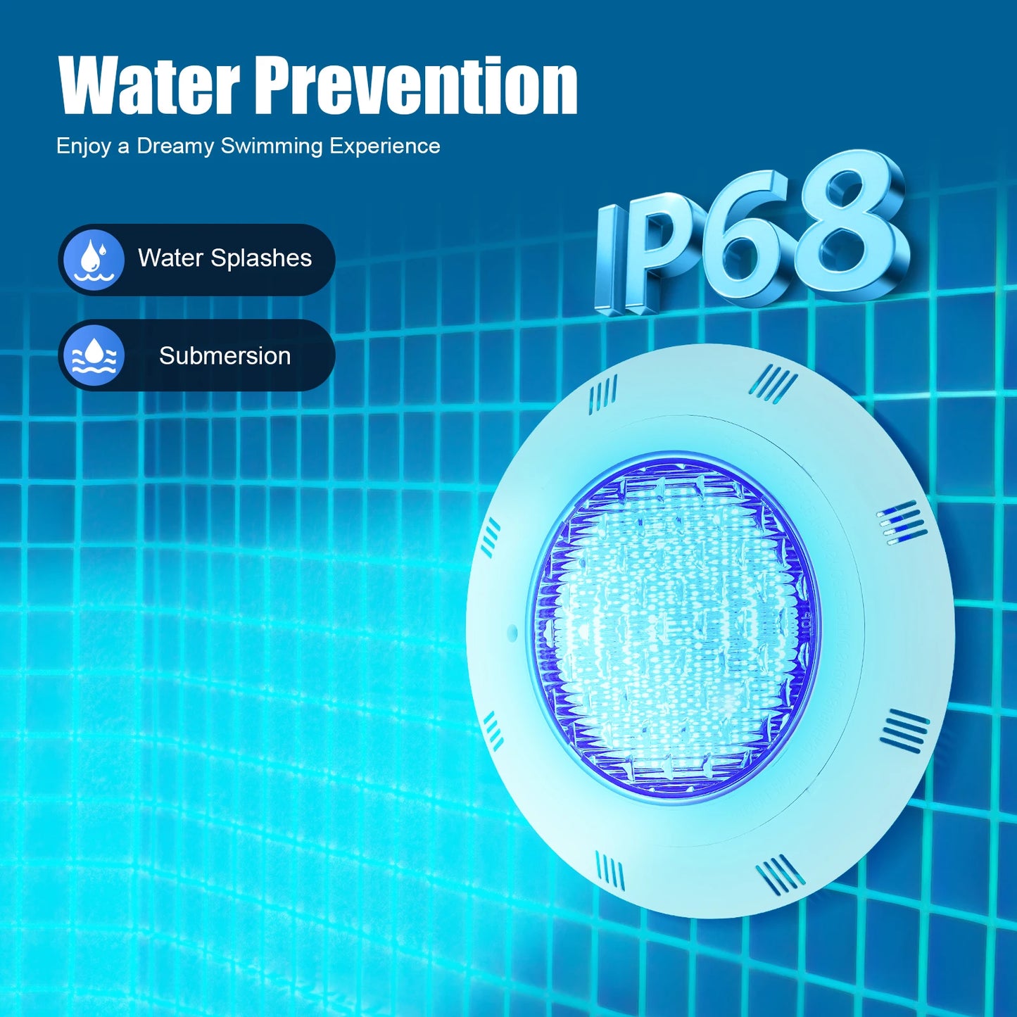 36W IP68 Waterproof 7-Color LED Swimming Pool Light With Remote Control