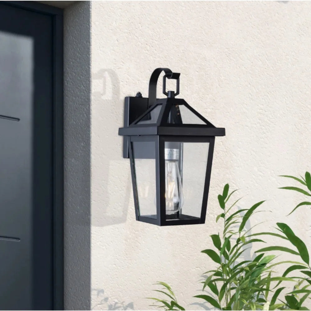 13" Dusk to Dawn Outdoor Wall Lights, Modern Waterproof Exterior Lighting Fixture, Black Anti-Rust Outdoor Lantern Light Wall Mount for Porch, Garage, Entryway, Patio(not included bulbs)