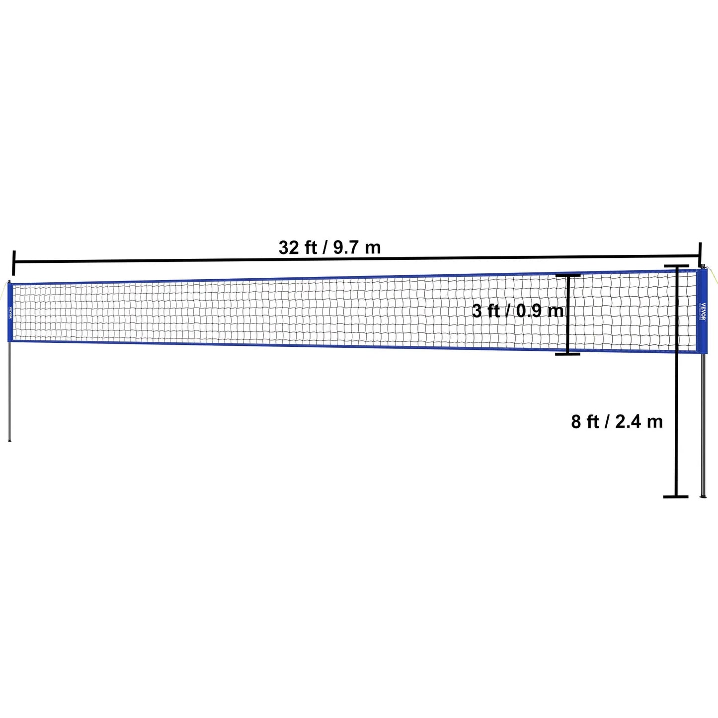 Adjustable Outdoor Volleyball Net System With Pump