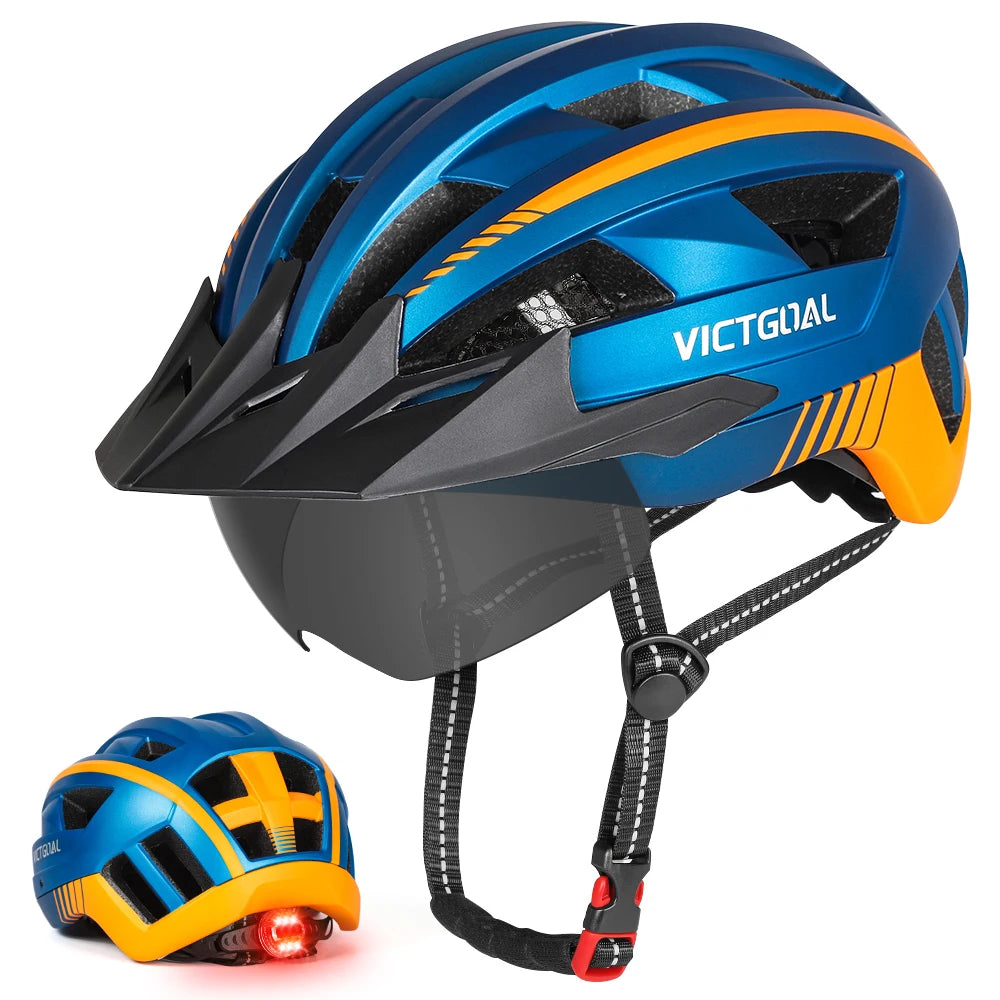 VICTGOAL MTB Helmet With Goggles And Rear Light