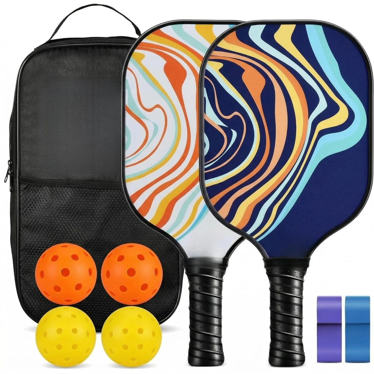 2 Pack 4 Pack USAPA Approved Fiberglass Pickleball Paddles Set With Polypropylene Honeycomb Core Lightweight Rackets Equipped With Pickleball Balls And Storage Carry Bag For Beginners Men Women Indoor Outdoor Court Training R