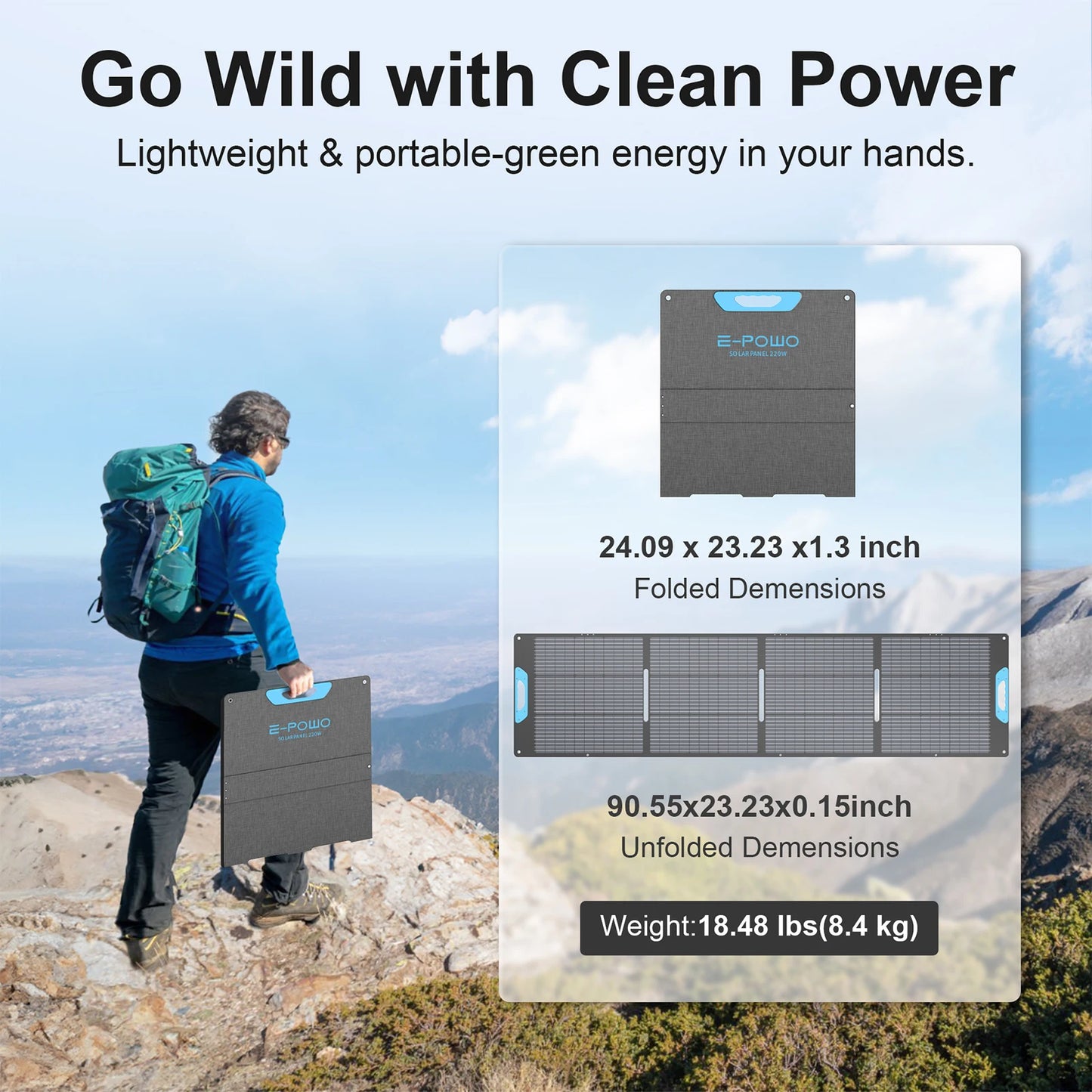 E-Powo 220W Foldable Solar Panel For Power Stations