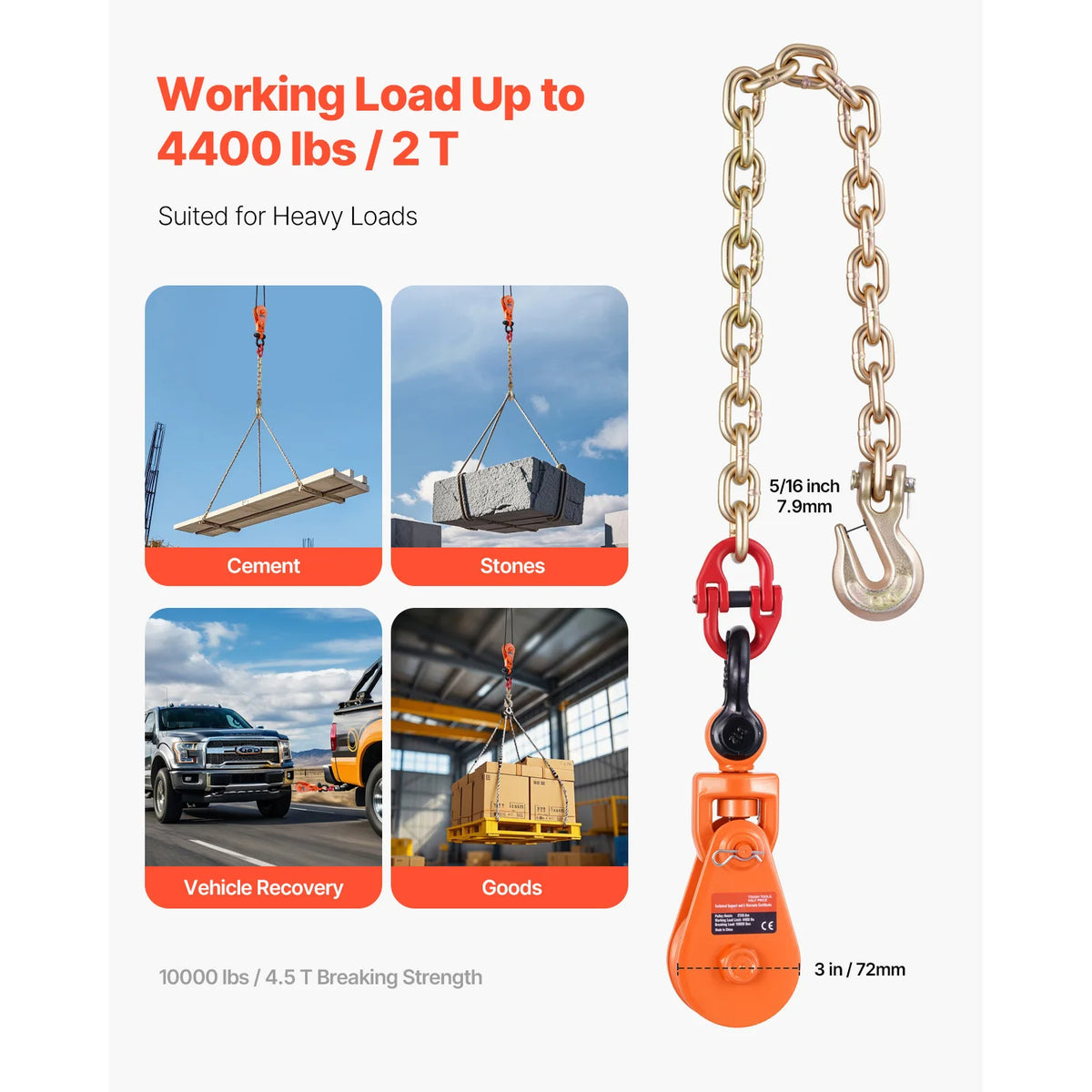 SucceBuy G80 Chain Snatch Block Pulley Towing Recovery Kit