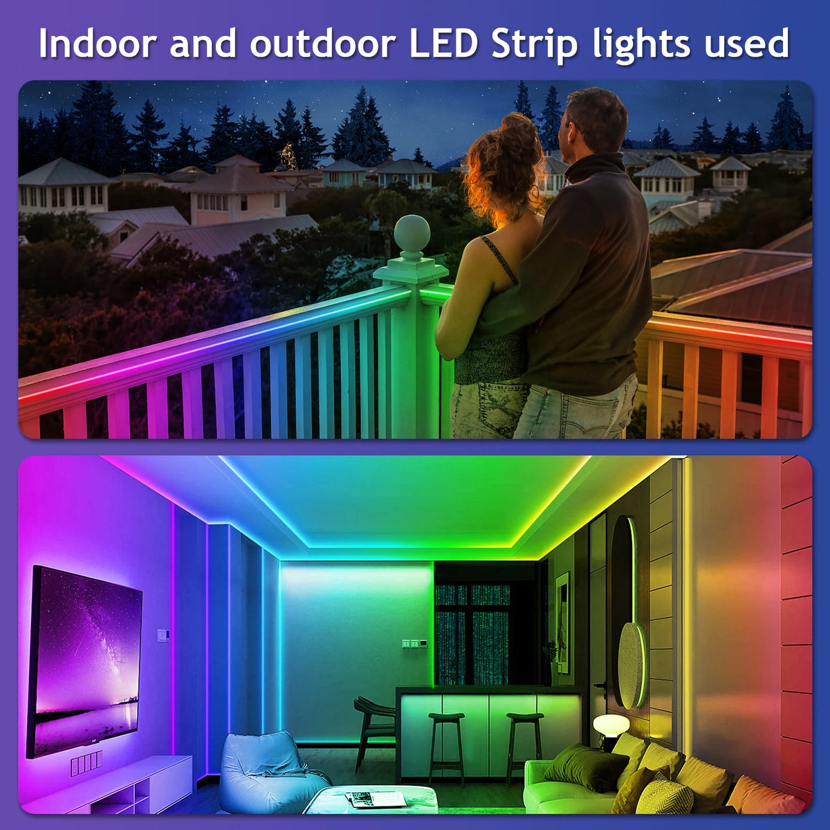 200ft Outdoor LED Strip Lights Waterproof,IP68 Outside Led Light Strips with App and Remote,Music Sync RGB Exterior Rope Self Adhesive Back for Deck,Balcony,Pool