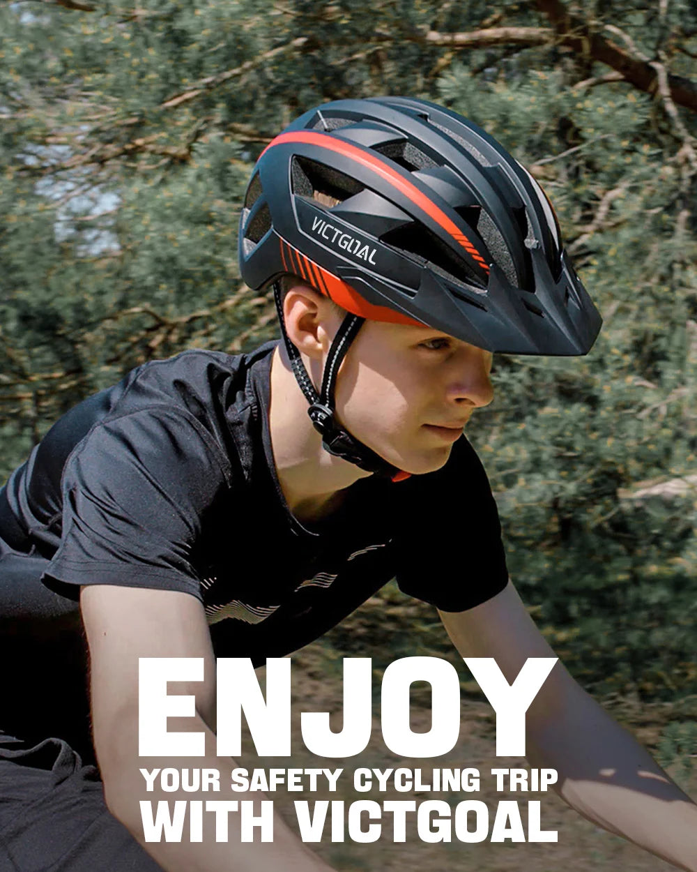 Victgoal Adult Bike Helmet With USB Light And Goggles