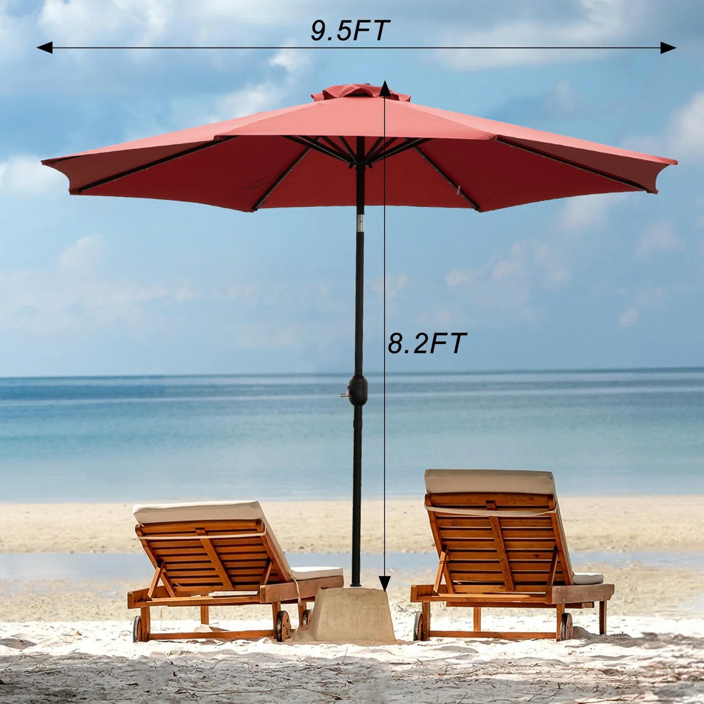 JHK 10Ft Solar Patio Umbrella With Led Lights And Tilt