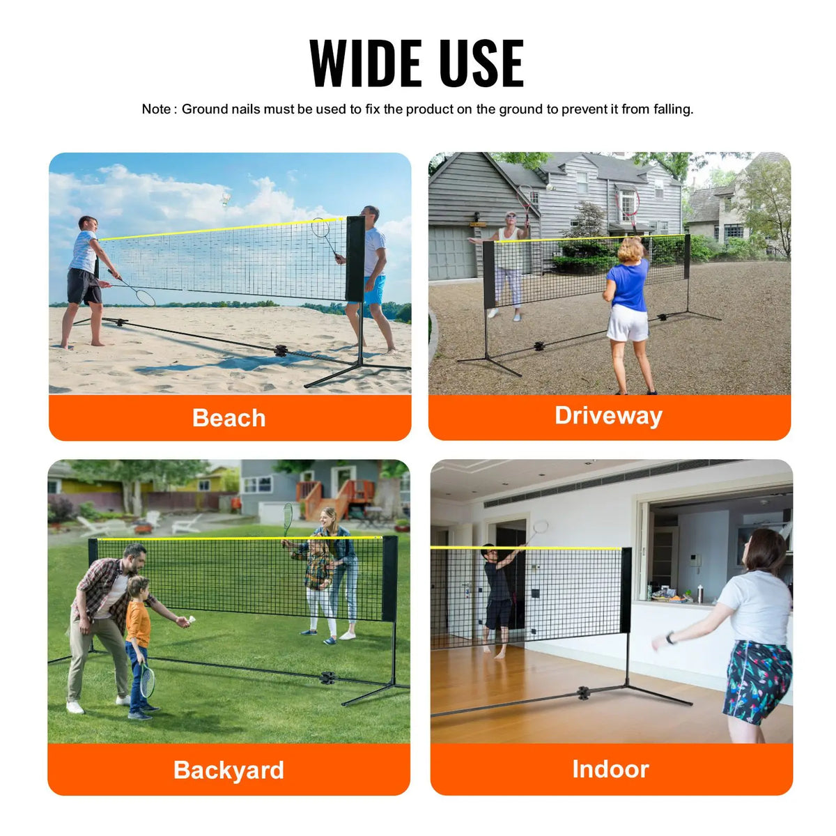 New Badminton Net, Height Adjustable Volleyball Net, 17Ft Wide Foldable Pickleball Net, Portable Easy Setup Tennis Net Set with