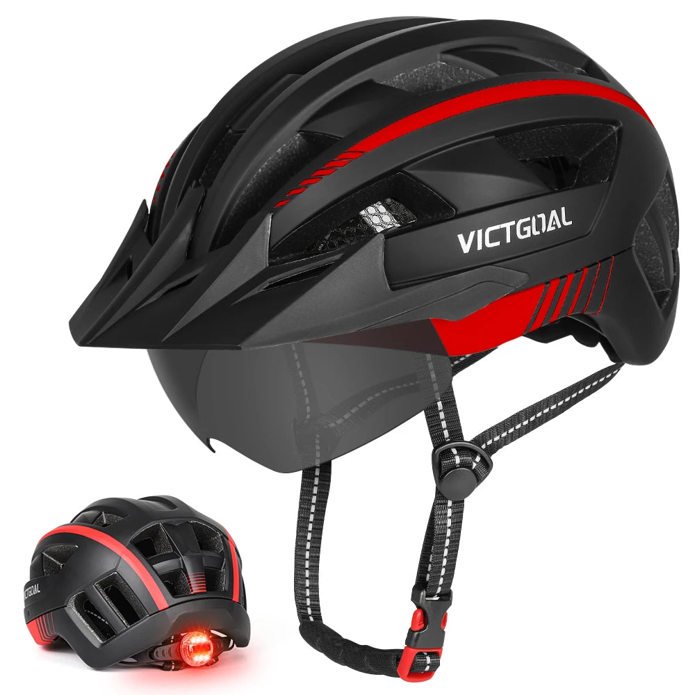 VICTGOAL MTB Helmet With Goggles And Rear Light