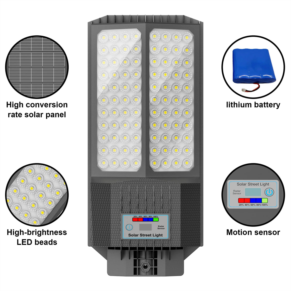 Solar Light Outdoor, Outdoor Solar Lamps, Solar Street Light, 5000W Super Bright Solar Light, Ip65 Waterproof Led Flood Light, 10000 Lumens, Dusk-To-Dawn Auto, Motion Sensor & Remote Control, Easy Install for Yard, Patio, Gar