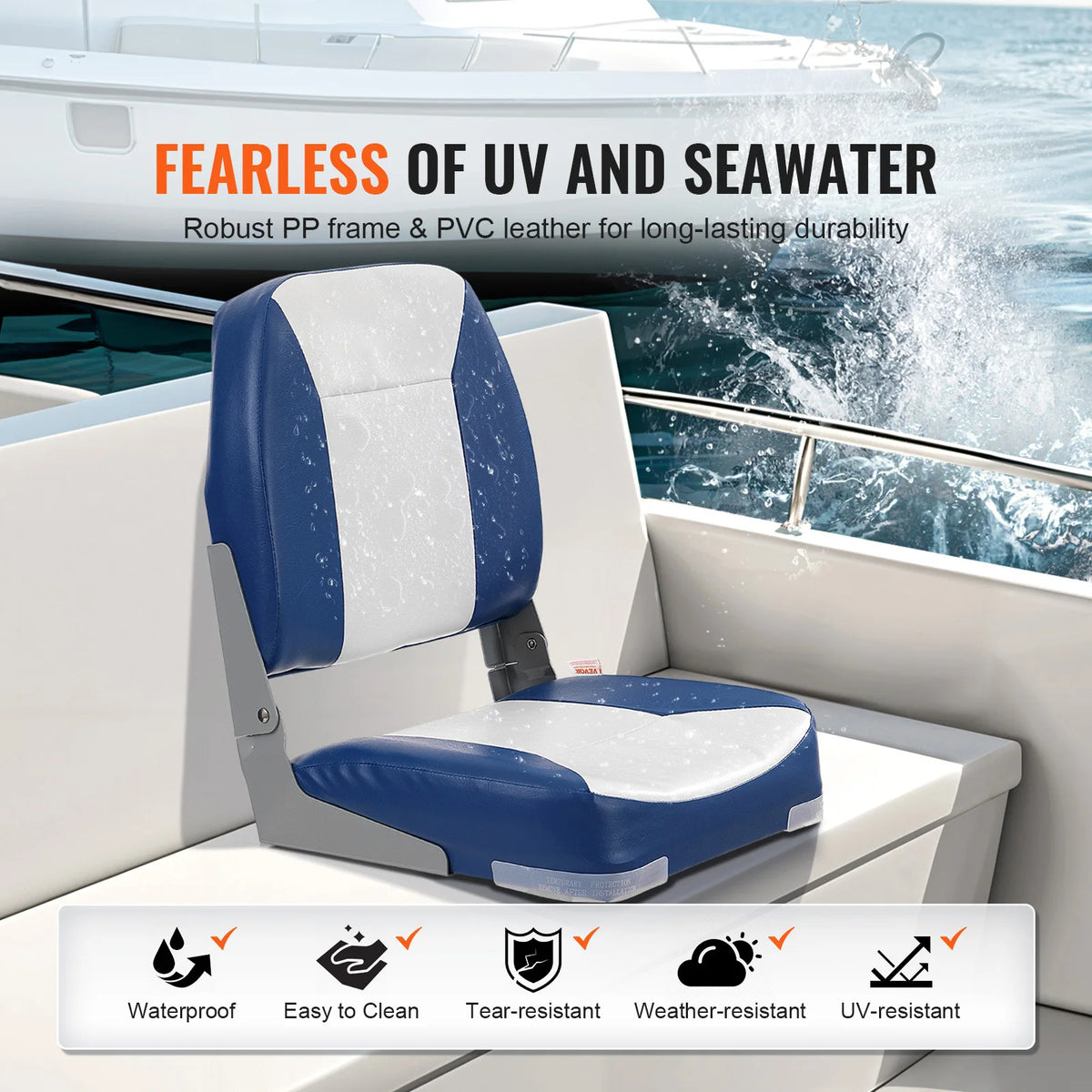 SucceBuy Folding Boat Seat With Thick Comfort Cushion