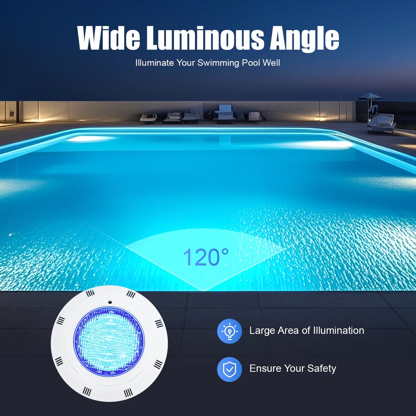 36W IP68 Waterproof 7-Color LED Swimming Pool Light With Remote Control