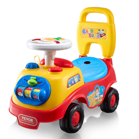 SucceBuy Toddler Ride On Push Car Sit to Stand Kids Ride On Toy Car W/ Music Steering Wheel   Seat Storage for Toddlers Ages 1-3