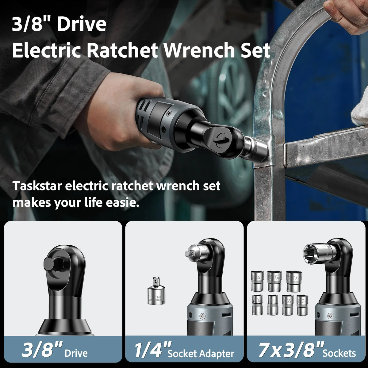 TaskStar Cordless Electric Ratchet Wrench Kit