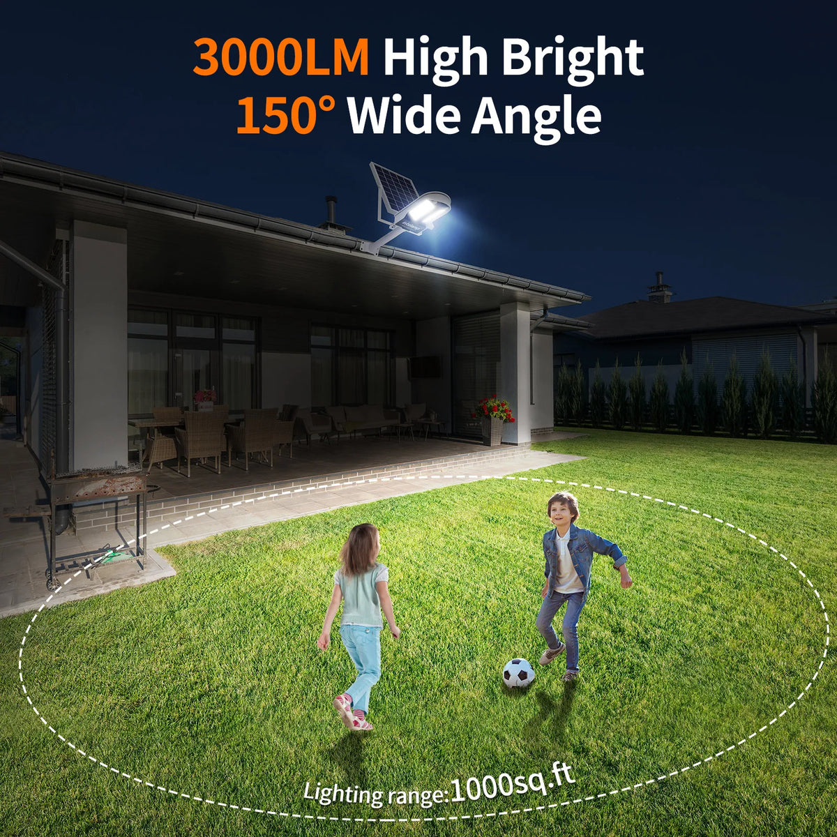 Intelamp High Spec High Performance Outdoor Solar Street Lights 12500Mah with Super Large Solar Panel Two Motion Sensors Security Flood Light Streetlight for Driveways Parking Lot Path Walkway