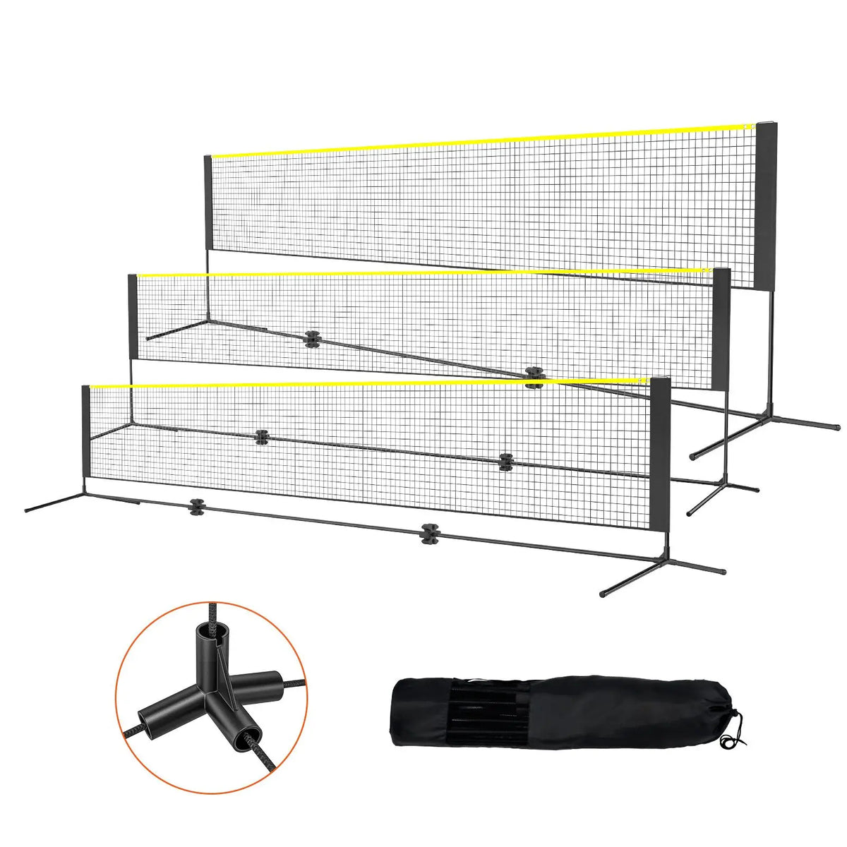 New Badminton Net, Height Adjustable Volleyball Net, 17Ft Wide Foldable Pickleball Net, Portable Easy Setup Tennis Net Set with
