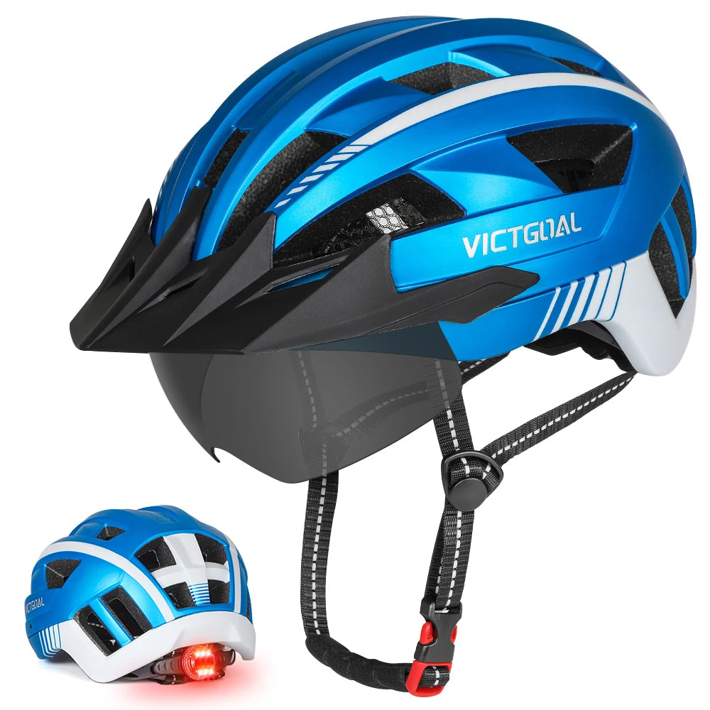 VICTGOAL MTB Helmet With Goggles And Rear Light