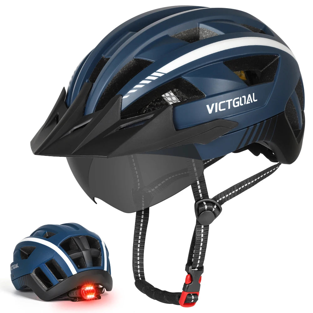 VICTGOAL MTB Helmet With Goggles And Rear Light
