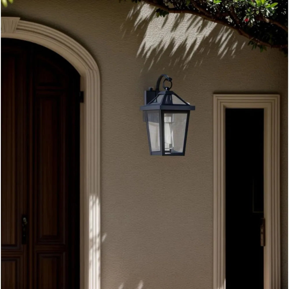 13" Dusk to Dawn Outdoor Wall Lights, Modern Waterproof Exterior Lighting Fixture, Black Anti-Rust Outdoor Lantern Light Wall Mount for Porch, Garage, Entryway, Patio(not included bulbs)