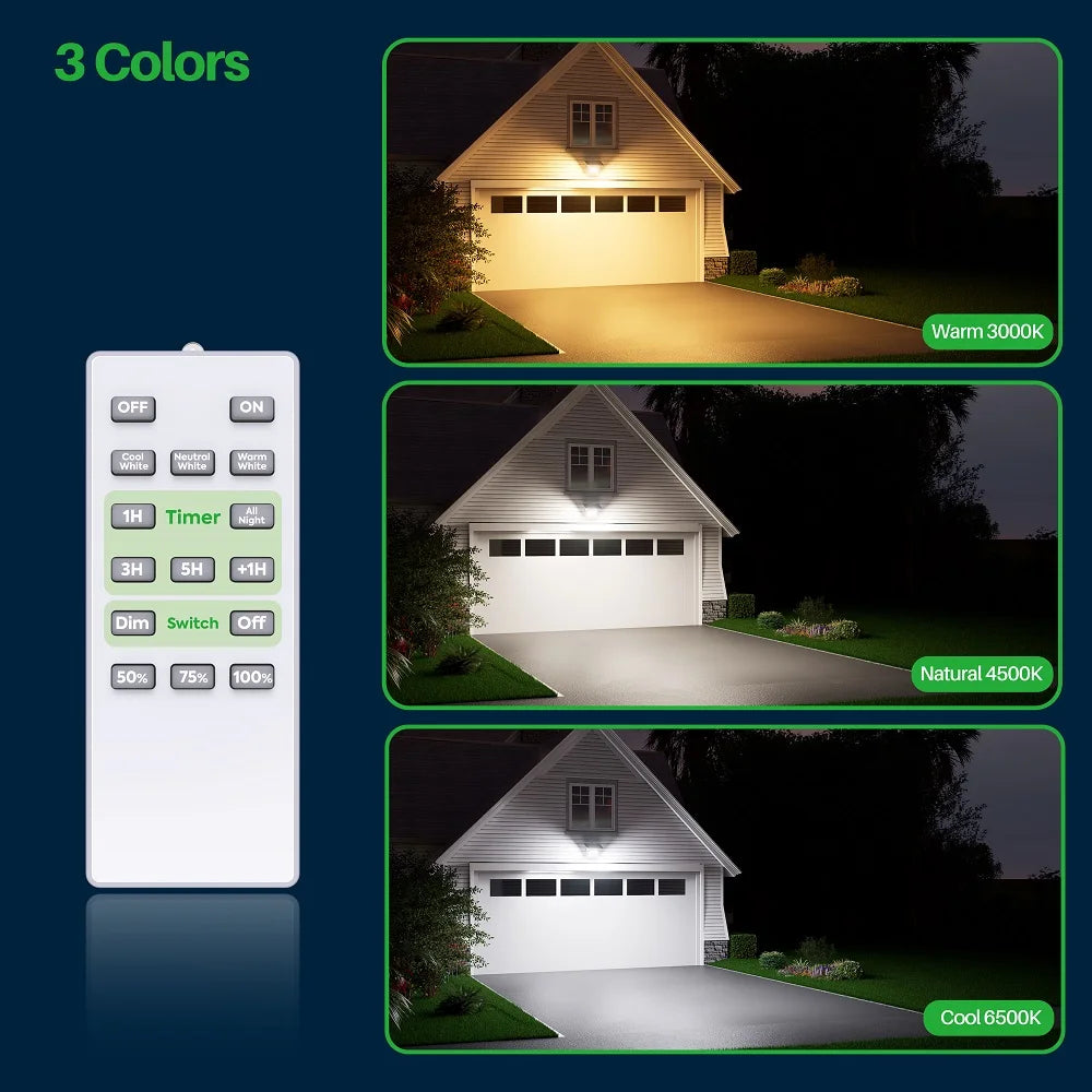Outdoor Solar Flood Lights Dusk to Dawn 20000Mah Long Battery Life 3 Colors Floodlight with Super Large Solar Panel 16.4 ft Cable Security Spotlights Waterproof for Yard Garden Backyard Porch Driveway