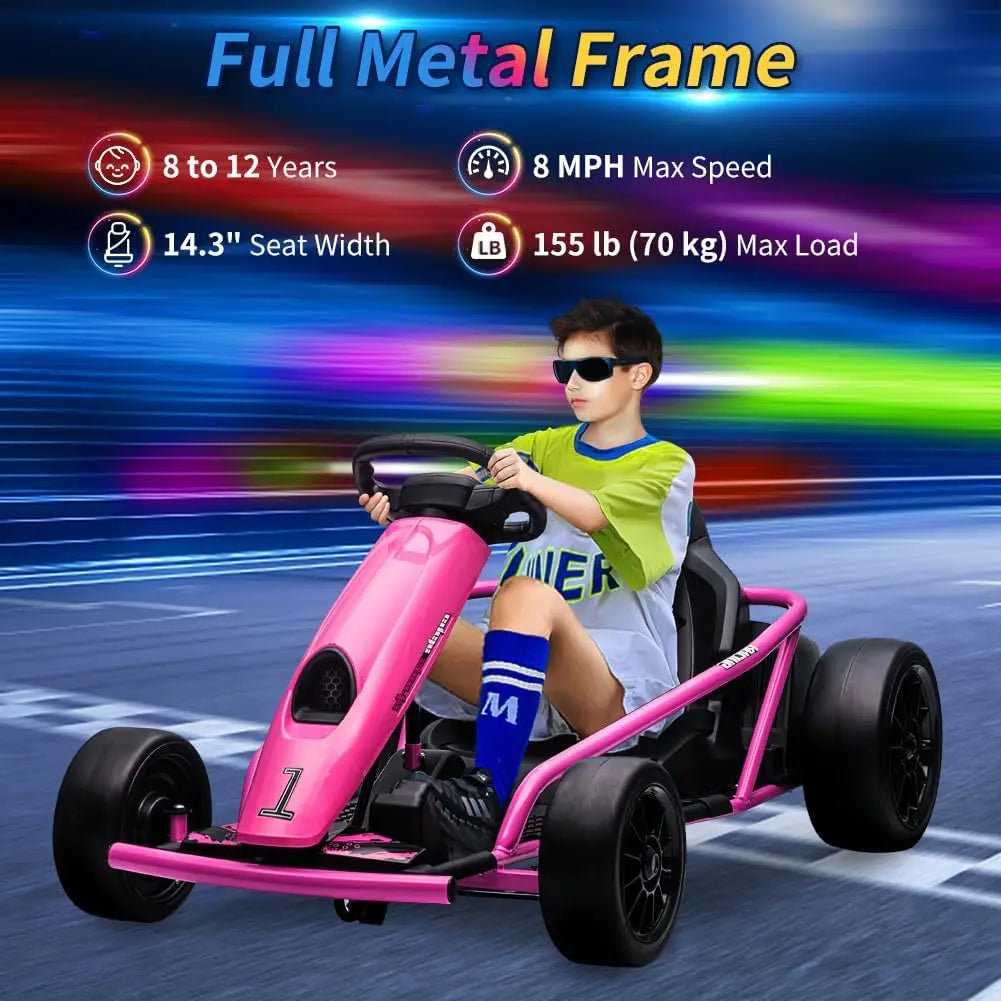 Kids Electric Go Kart 24V Racing Car Metal