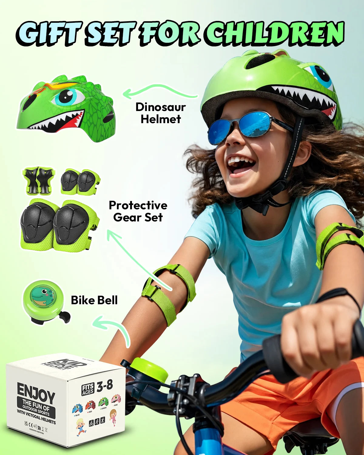 VICTGOAL Kids Bike Helmet and Protective Gear Set