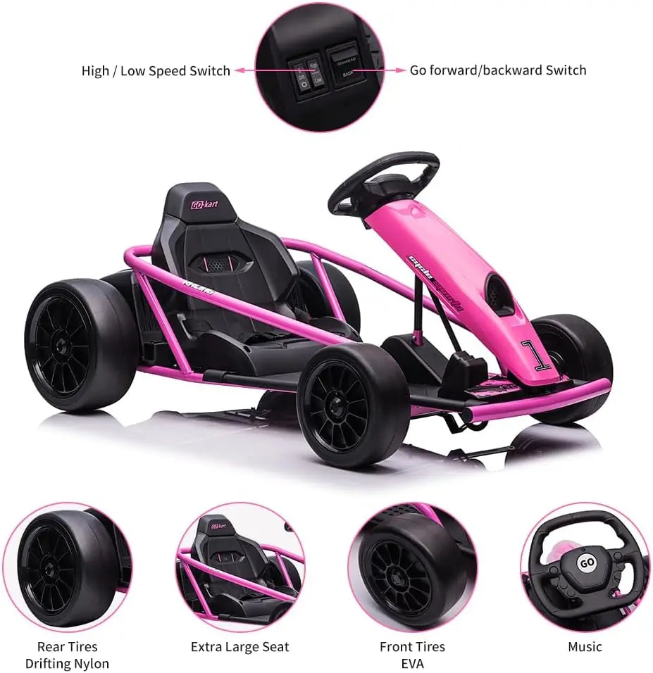 Kids Electric Go Kart 24V Racing Car Metal