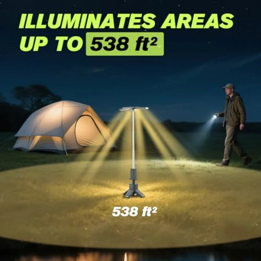 Portable Camping Light, 14000mAh Telescopic Camping Lantern with Rechargeable Power Supply, Dimmable Magnetic Tent Lamps 6000 L