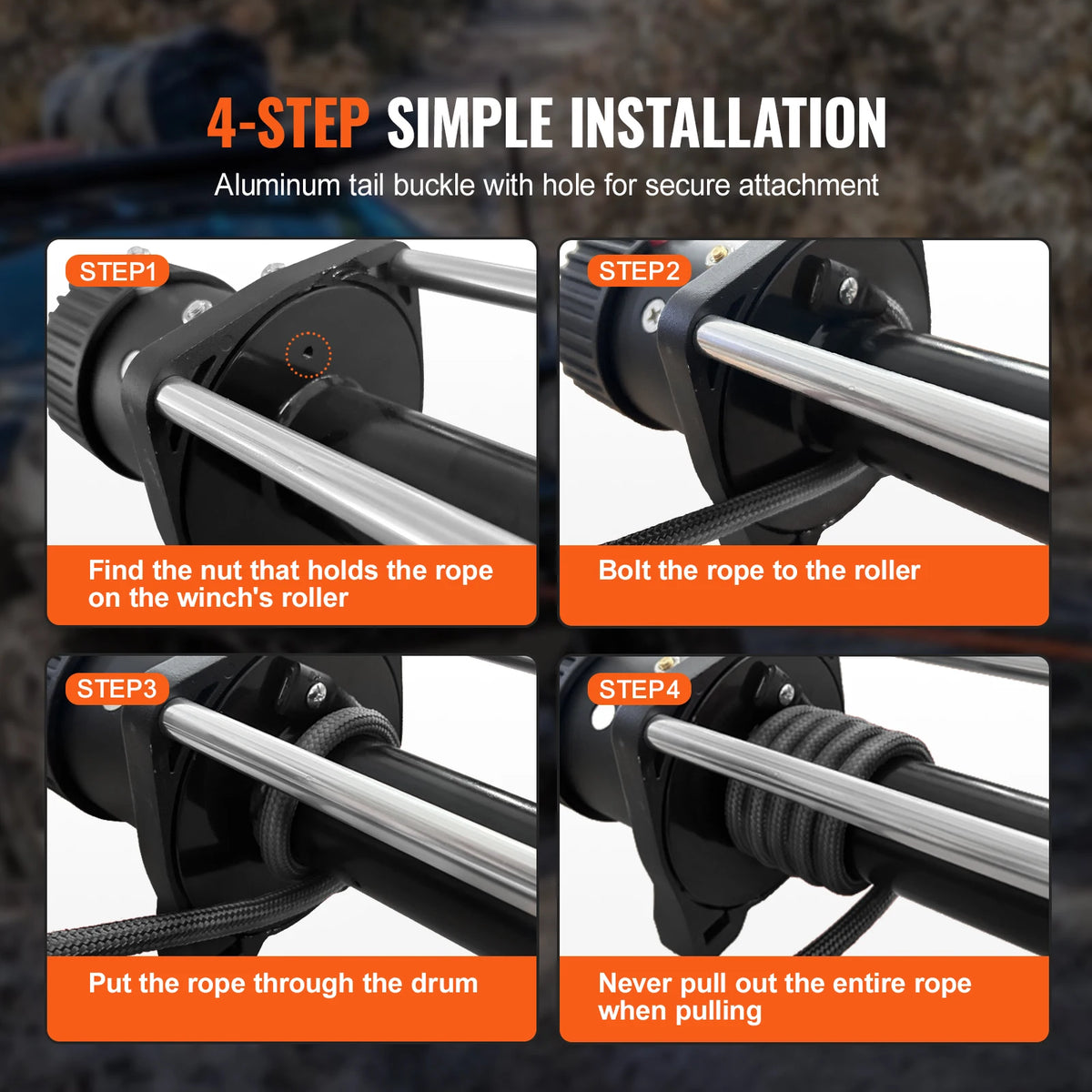 SucceBuy Synthetic Winch Rope With Steel Hook