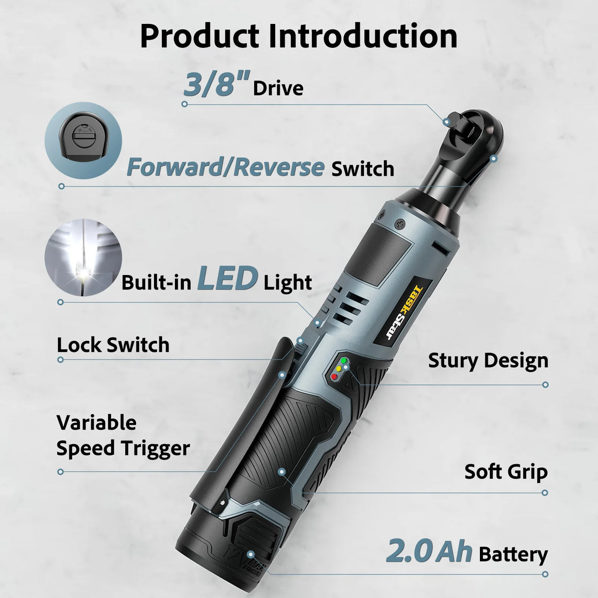 TaskStar Cordless Electric Ratchet Wrench Kit
