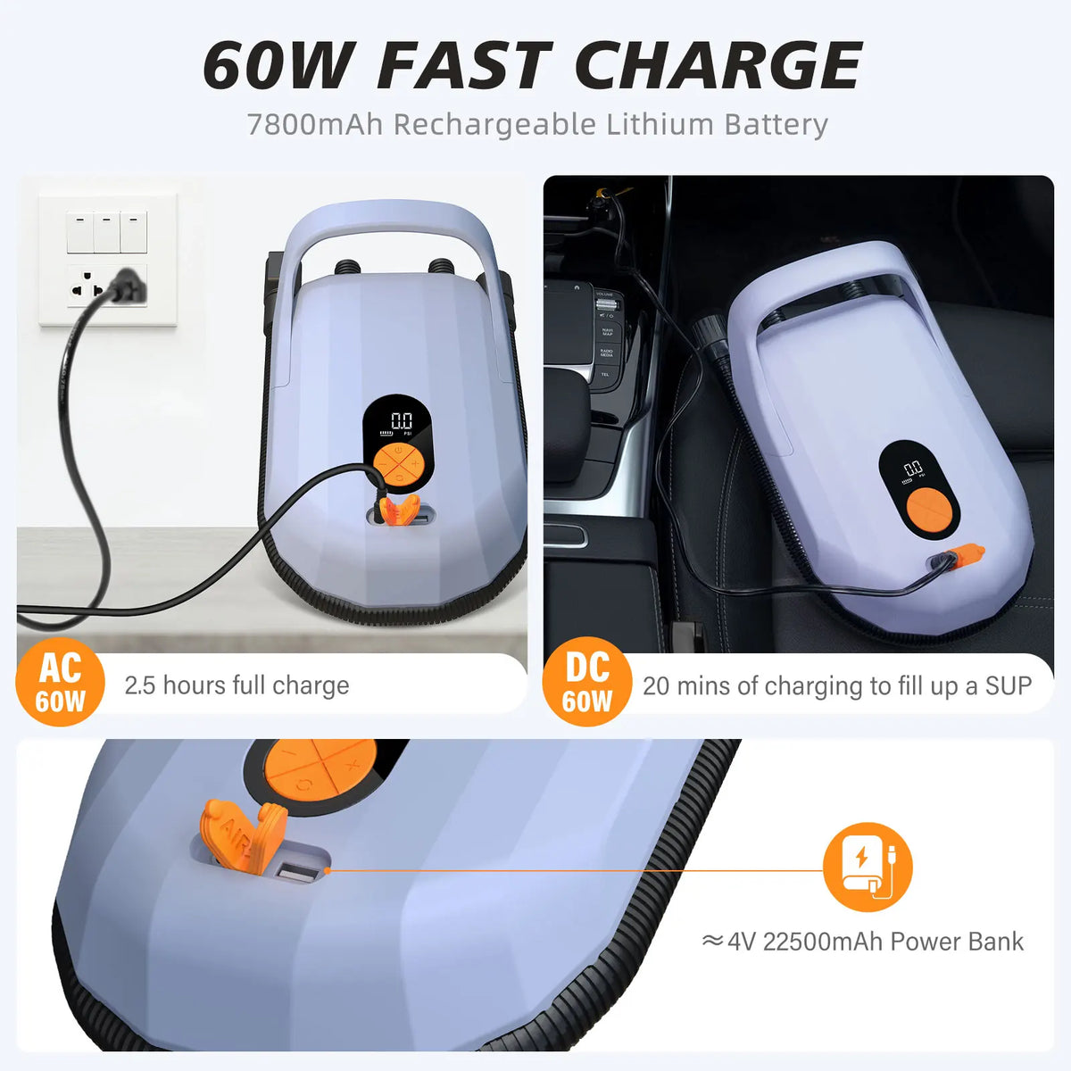 Airbank Portable Rechargeable Electric Air Pump For SUP