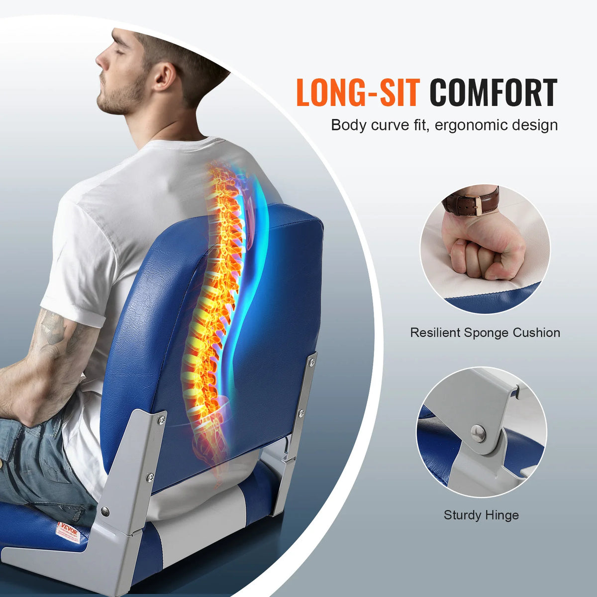 SucceBuy Folding Boat Seat With Thick Comfort Cushion
