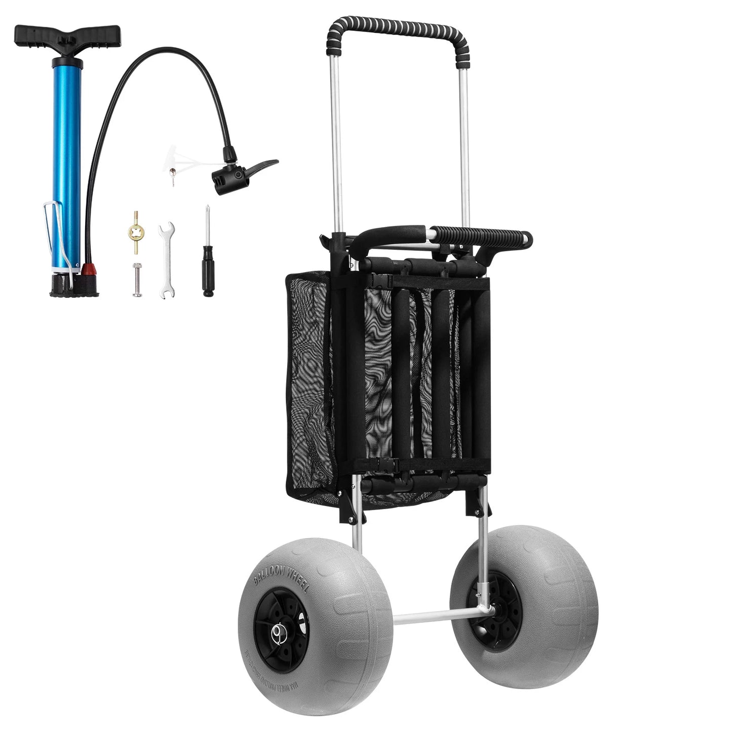 SucceBuy Folding Beach Cart With Big Wheels