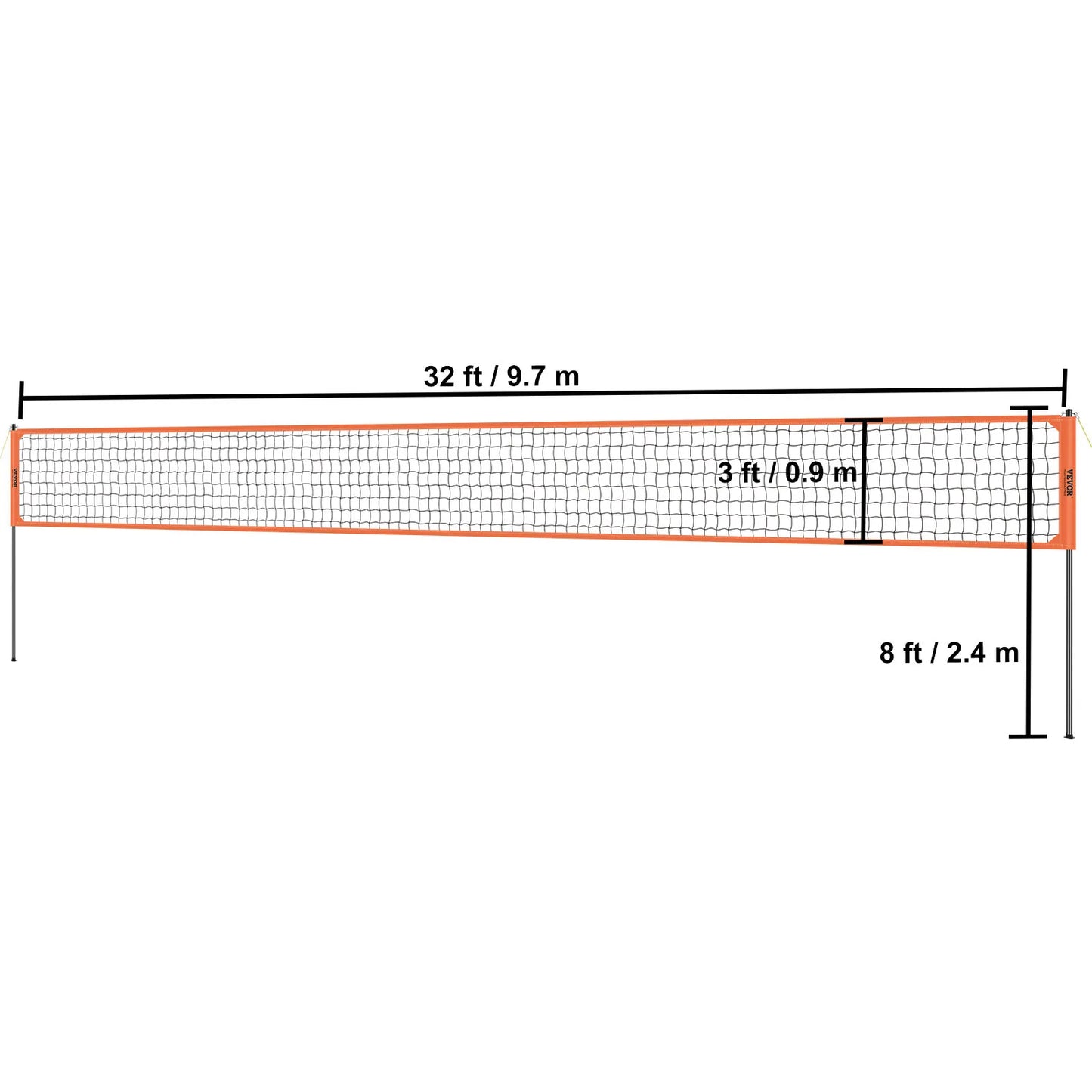 Adjustable Outdoor Volleyball Net System With Pump