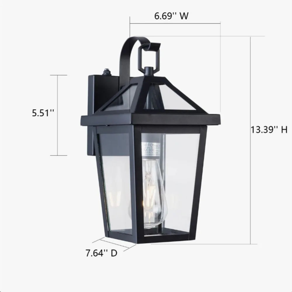 13" Dusk to Dawn Outdoor Wall Lights, Modern Waterproof Exterior Lighting Fixture, Black Anti-Rust Outdoor Lantern Light Wall Mount for Porch, Garage, Entryway, Patio(not included bulbs)