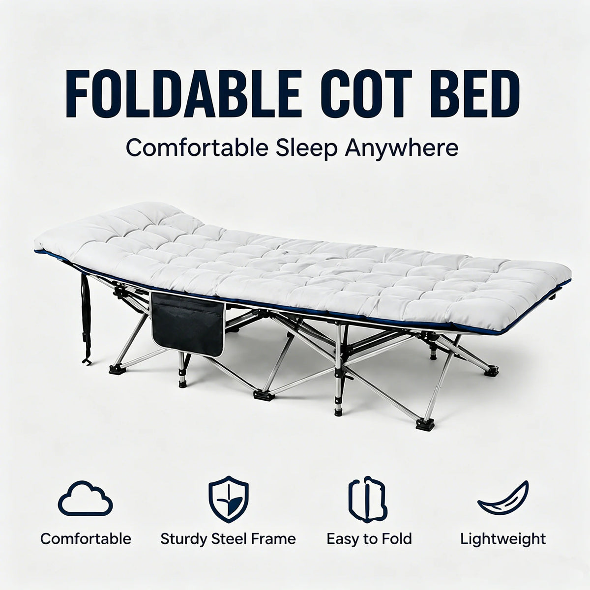 Portable Folding Camping Cot With Padded Mattress
